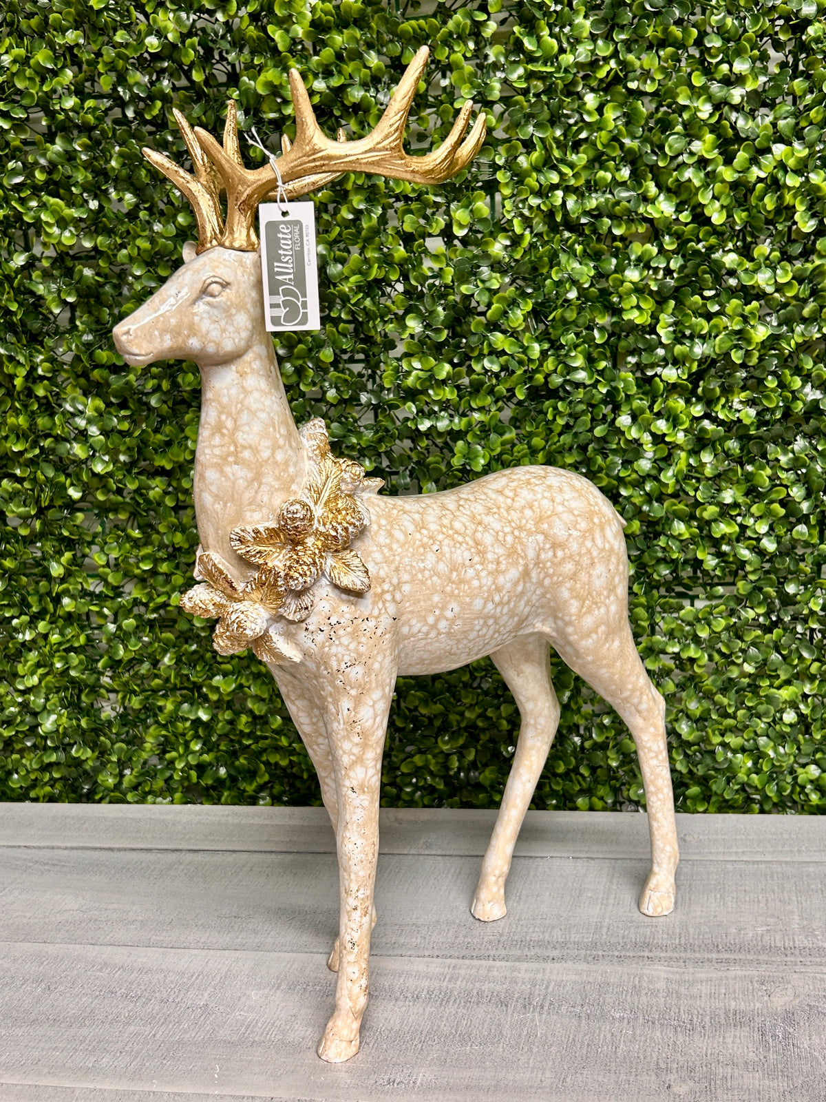 19 Inch Cream And Gold Reindeer