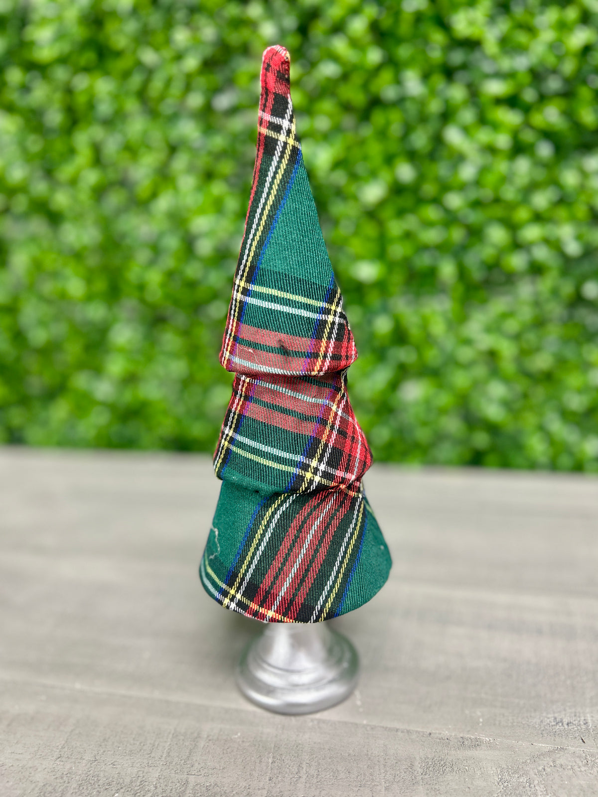 11.5 Inch Green And Red Plaid Tree Table Top Decor