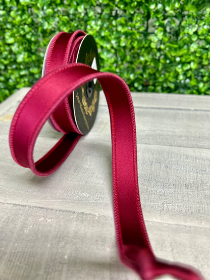 John Mark 1 Inch By 10 Yard Burgundy Satin Double Fused Ribbon