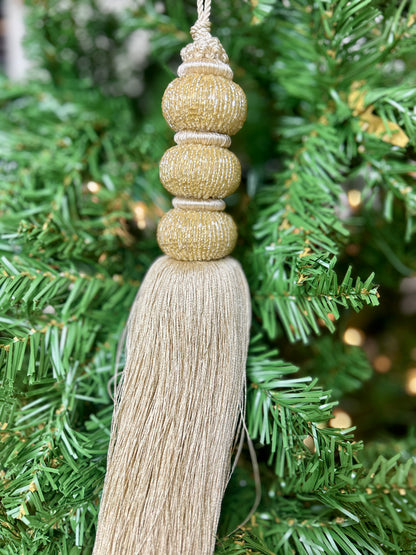 12.5 Inch Cream Bead Ball Tassel Ornament