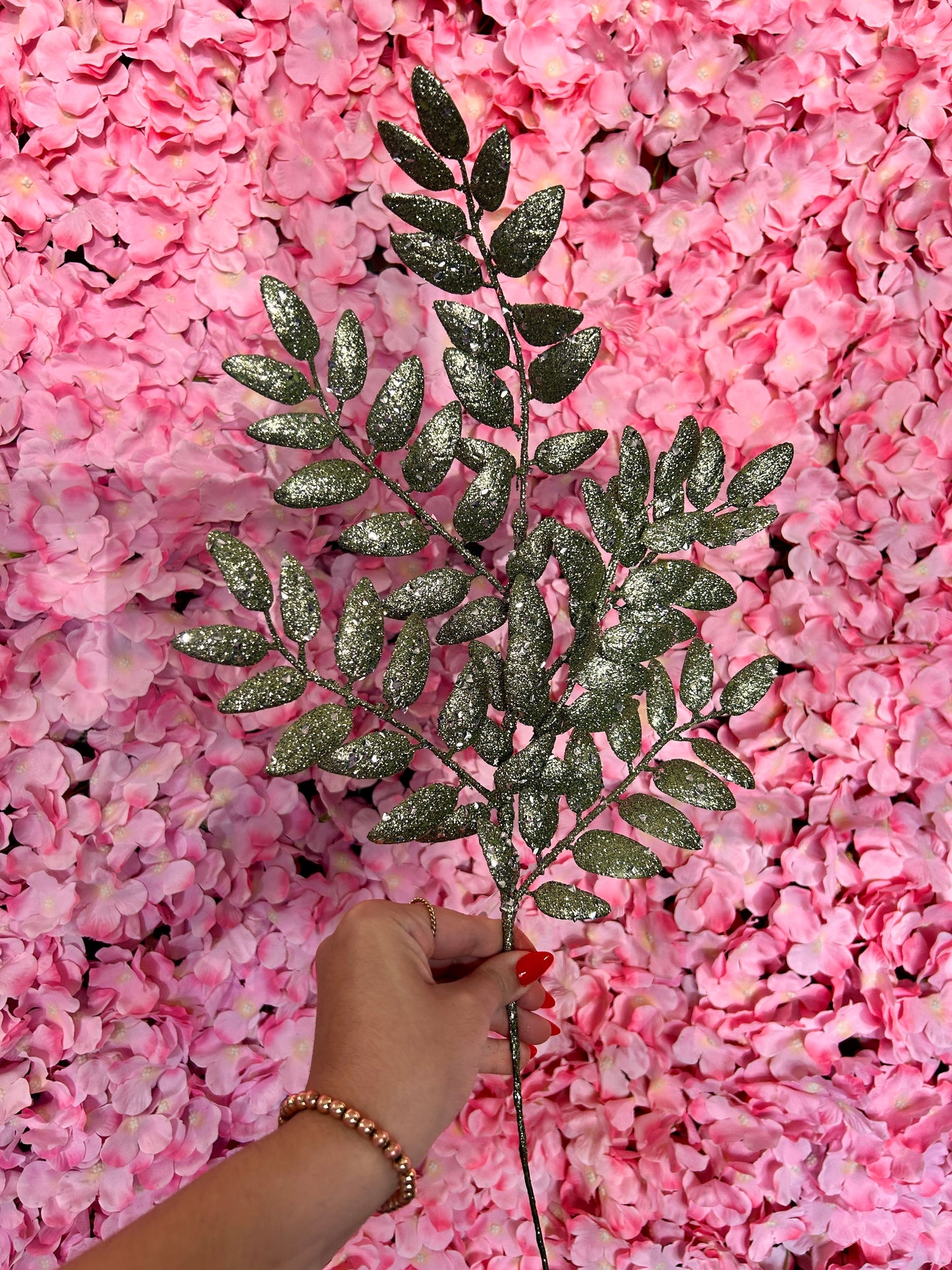 21 Inch Dark Sage Green Glitter Honey Locust Spray