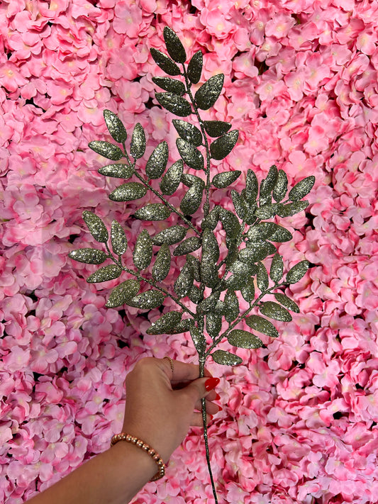 21 Inch Dark Sage Green Glitter Honey Locust Spray