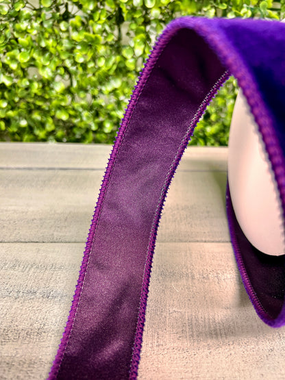 1.5 Inch By 10 Yard Purple Deluxe Velvet With Satin Backing Ribbon