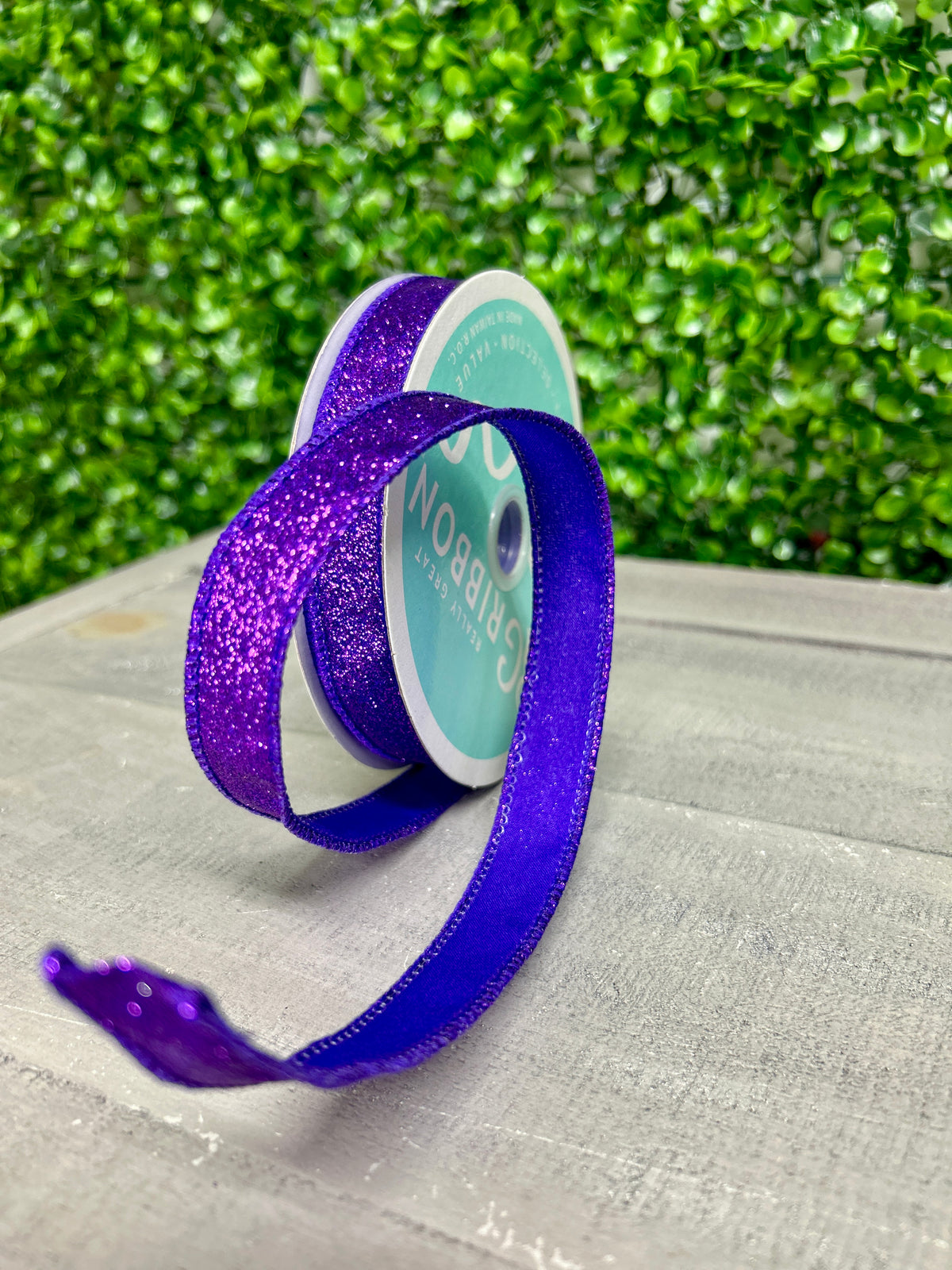 5/8 Inch By 10 Yard Purple Shimmer Glitter Ribbon