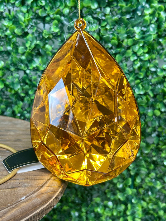 6 Inch Amber Acrylic Rain Drop Diamond Ornament