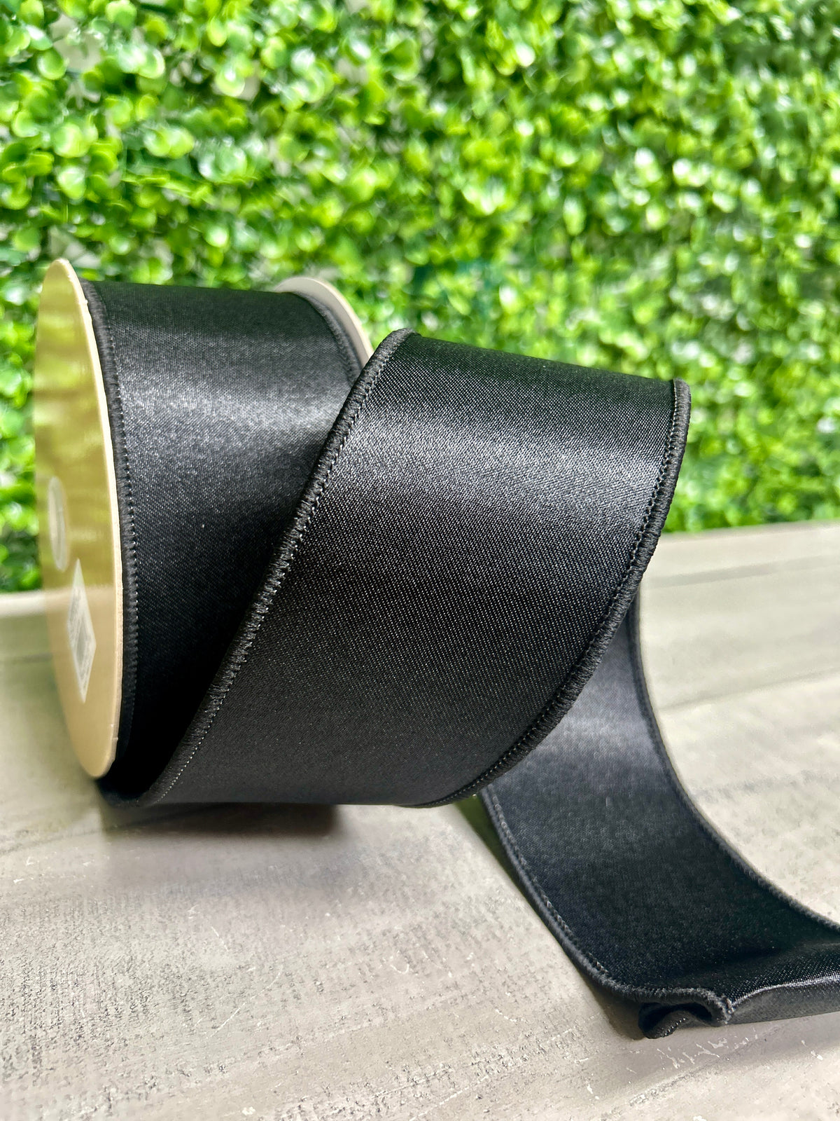 2.5 Inch By 10 Yard Black Satin Fused Ribbon