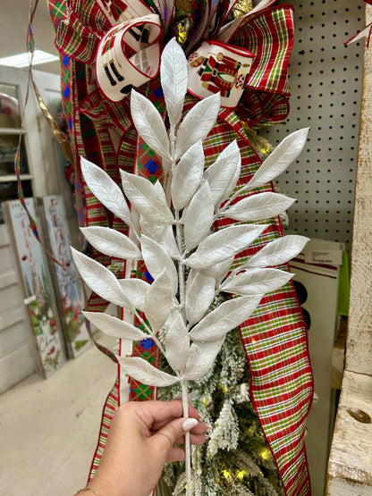 26.5 Inch White Mini Bay Leaf Spray