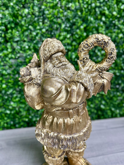11.5 Inch-12 Inch Antique Gold Resin Santas Three Styles