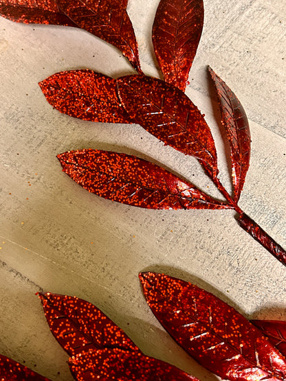 26 Inch Burgundy Metallic Bay Leaf Spray