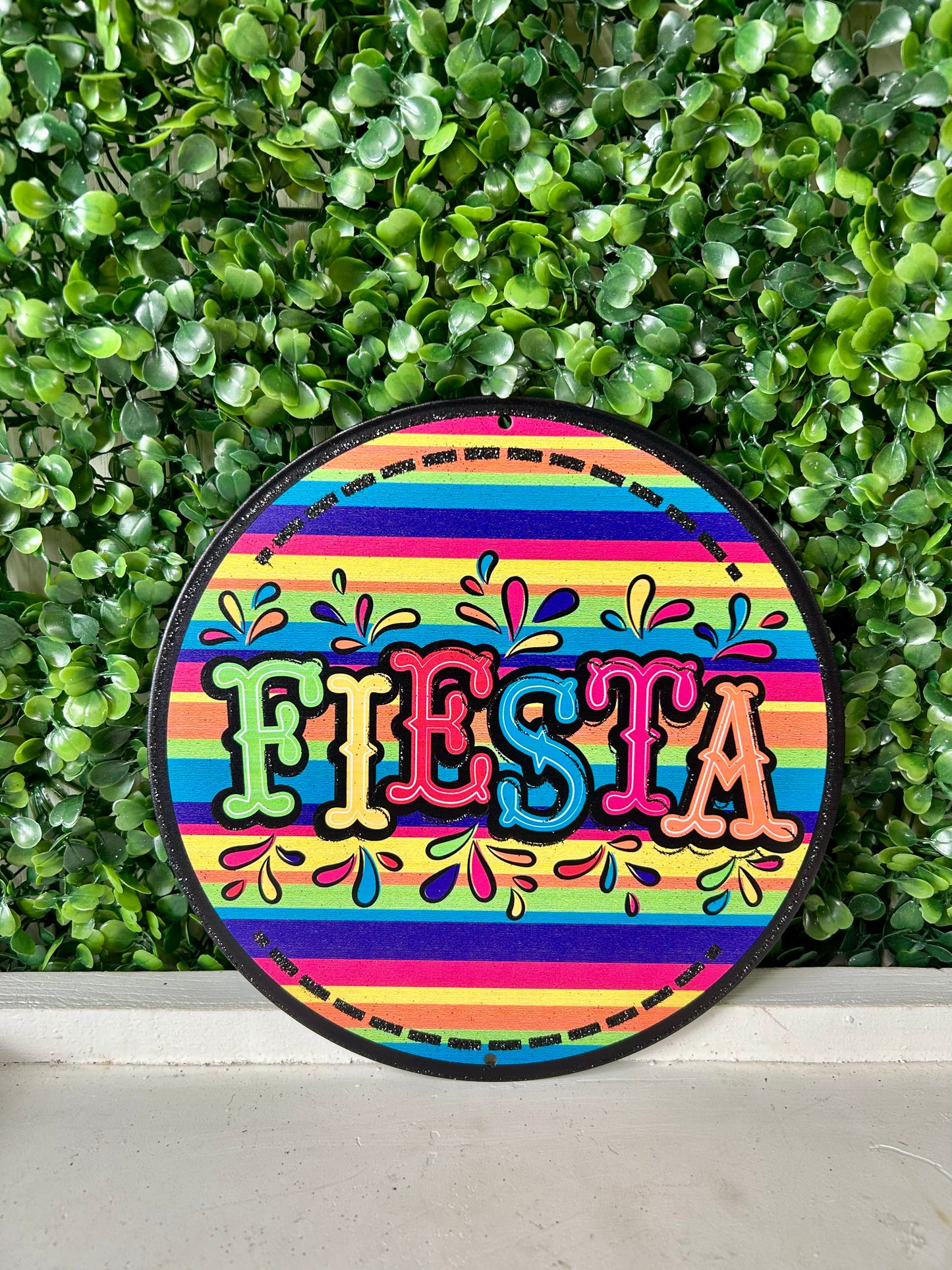 8 Inch Fiesta Metal Glitter Sign