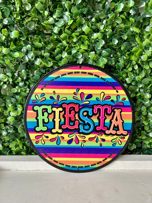 8 Inch Fiesta Metal Glitter Sign