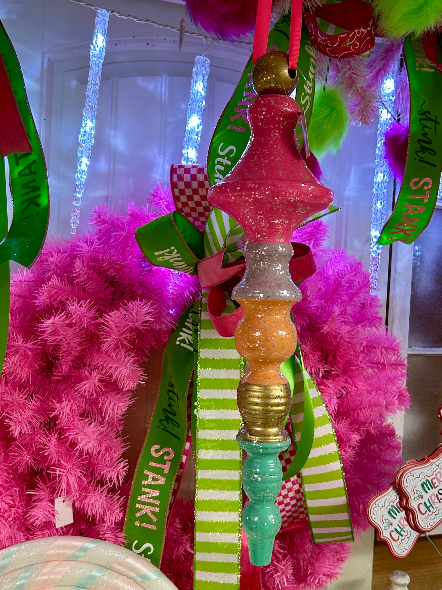 17 Inch Metal Holiday Candy Finial Ornament Two Styles