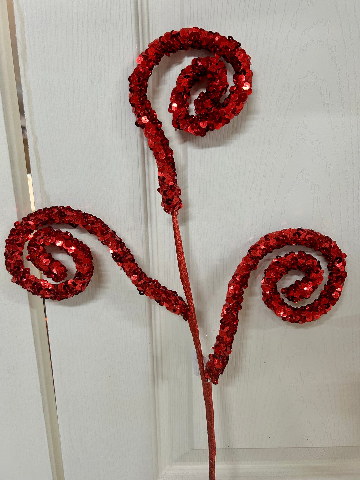 27 Inch Red Sequin Coil Spray