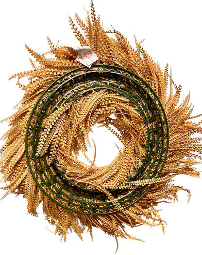 28 Inch Beige Deluxe Mixed Blade And Bead Grass Grass UV Protected Wreath