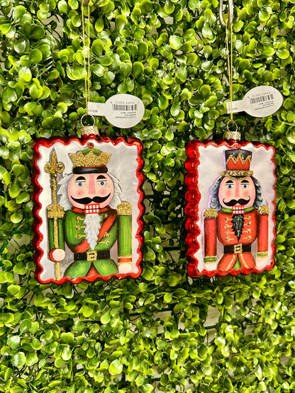 5 Inch Flat Nutcracker Glass Ornament Two Styles