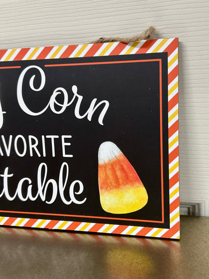 12.5 Inch Candy Corn Vegetable Wood Sign