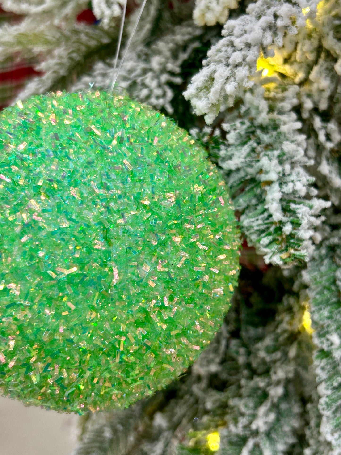 4 Inch Mint Green Foil Glitter Ornament Ball