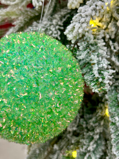 4 Inch Mint Green Foil Glitter Ornament Ball