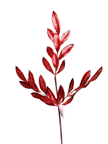 26 Inch Burgundy Metallic Bay Leaf Spray