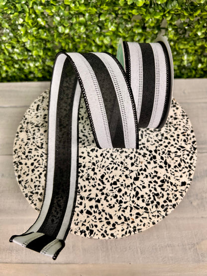 1.5 Inch By 10 Yard Black And White Royal Burlap Ribbon