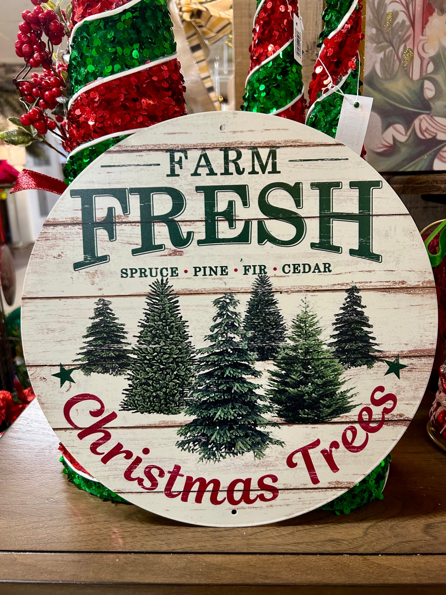 12 Inch Farm Fresh Christmas Trees Metal Sign