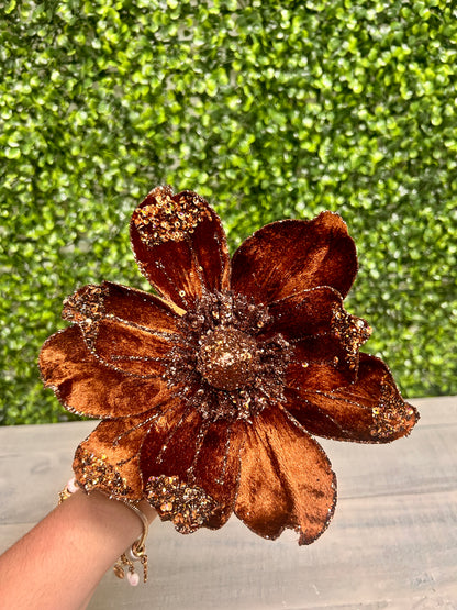 17 Inch Sequined Bronze Magnolia Stem
