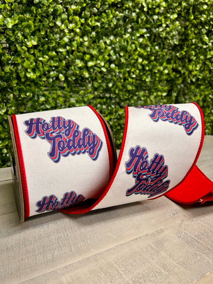 4 Inch By 10 Yard Hotty Toddy Fused Dupioni Backed Wired Edge Ribbon