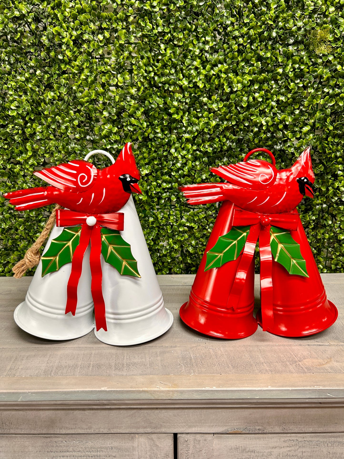 Metal Double Bell With Cardinal Two Assorted