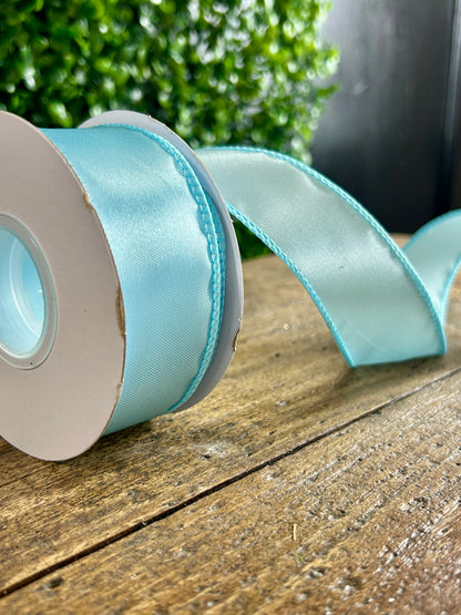 1.5 Inch By 10 Yards Baby Blue Satin Value Wired Ribbon