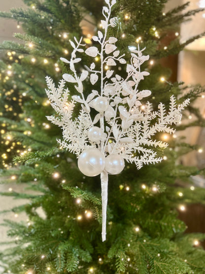 18 Inch White Ball Berry Spray