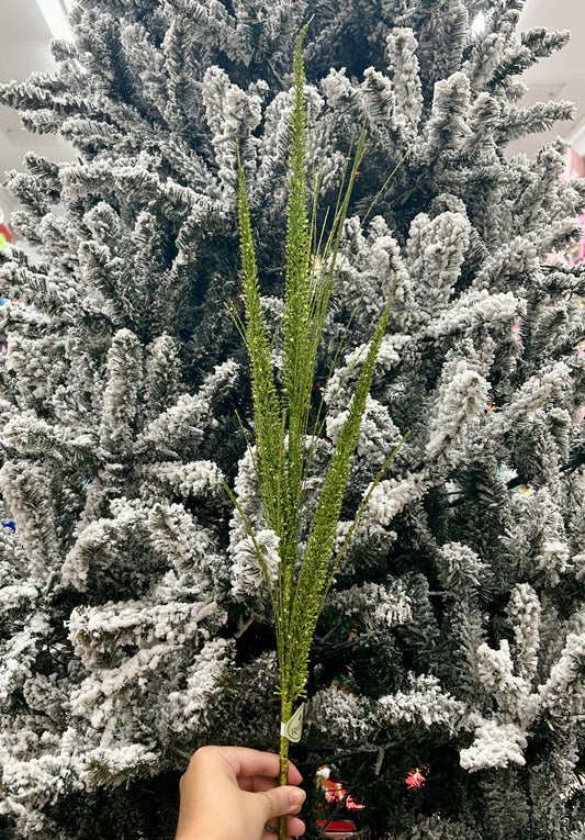 34 Inch Apple Green Glitter Mica Triple Spike Grass Spray