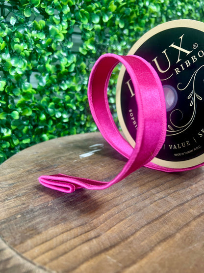 7/8 Inch By 10 Yard Hot Pink Satin Fused Ribbon