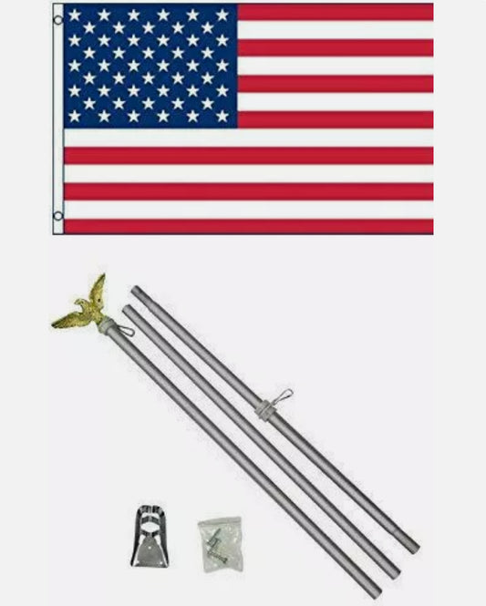 United States Flag Kit by Betsy Flags 3' x 5' & 6' Feet Aluminum Pole Eagle