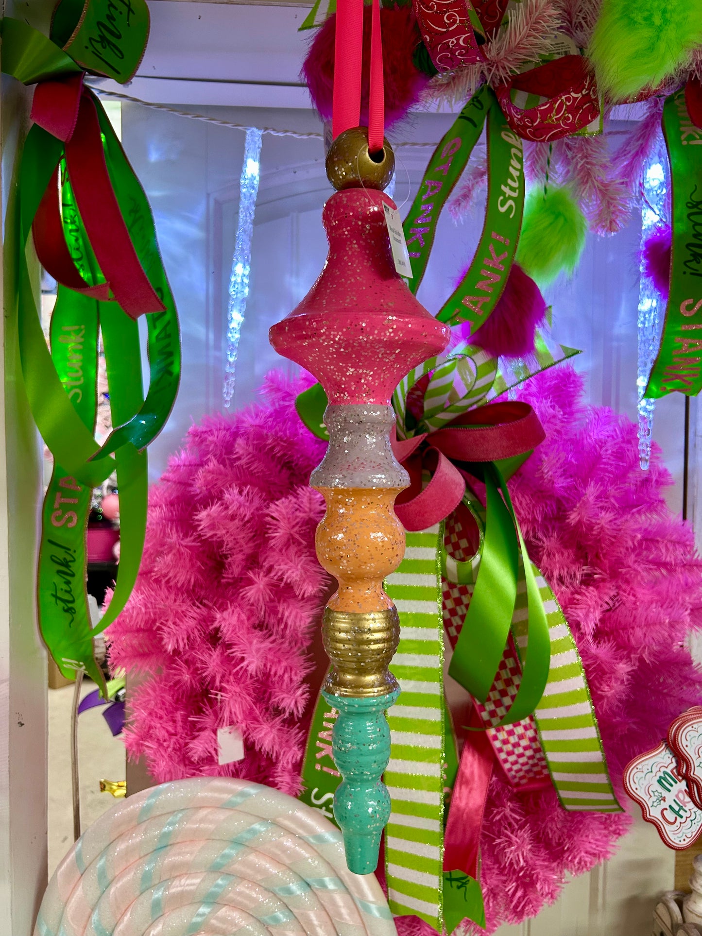 17 Inch Metal Holiday Candy Finial Ornament Two Styles