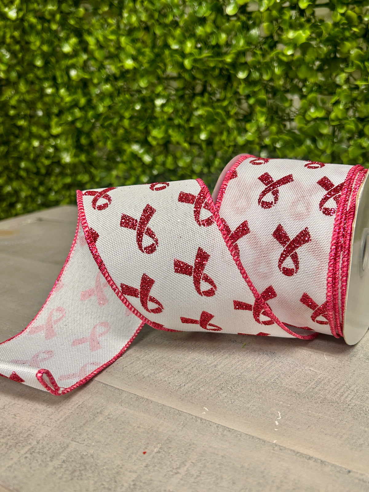 2.5 Inch By 10 Yard Pink Glitter Breast Cancer Ribbon
