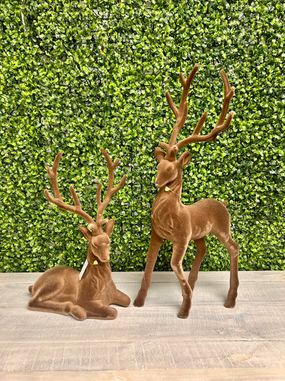 21 Inch Brown Flocked Deer Two Styles