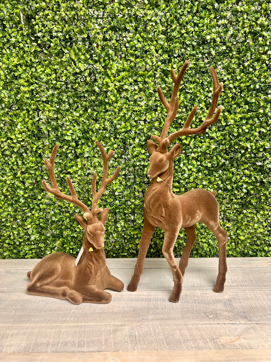21 Inch Brown Flocked Deer Two Styles