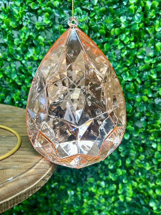 6 Inch Rose Gold Acrylic Rain Drop Diamond Ornament