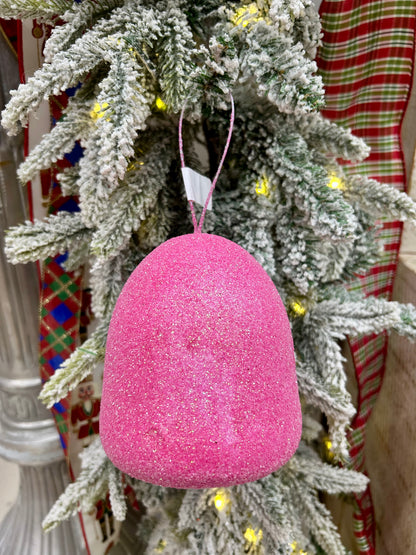 5 Inch Pink Glitter Gumdrop Ornament