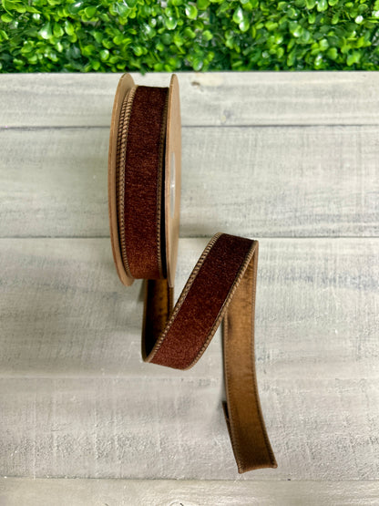 1 Inch By 10 Yard Brown Heritage Velvet Ribbon