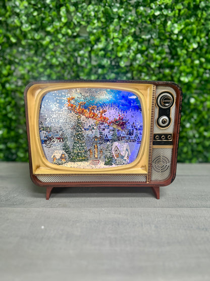 8.25 Inch Lighted Musical Holiday Village Scene Spinning Water TV Globe