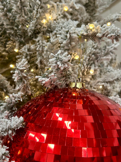 10 Inch Red Mirror Ball Ornament