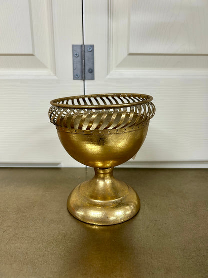 5.5 Inch Gold Mini Metal Urn With Lace Top