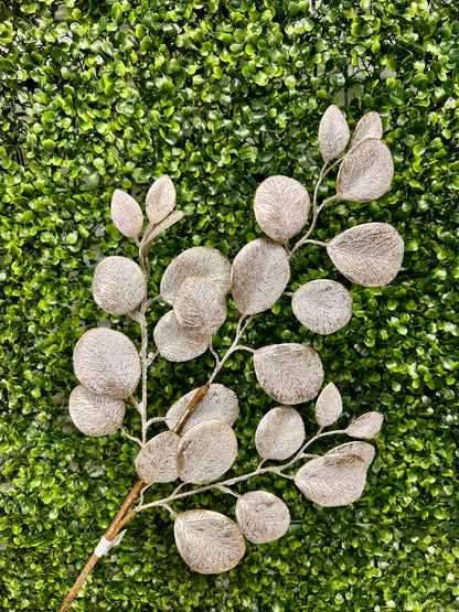 24 Inch Platinum Eucalyptus Leaf Spray With Frost
