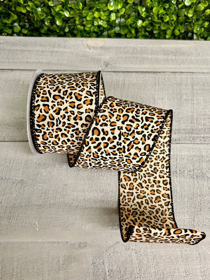2.5 Inch By 10 Yard Satin Cheetah Ribbon