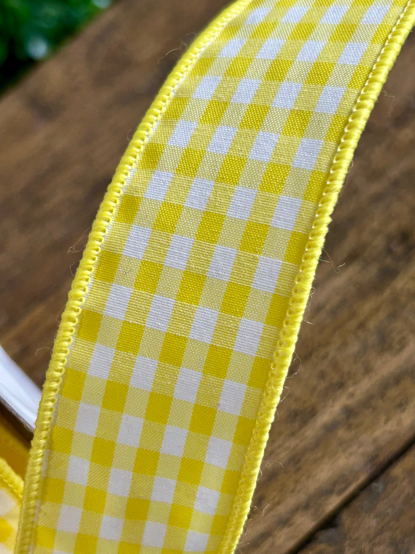 1.5 Inch By 10 Yard Yellow Gingham Check Ribbon