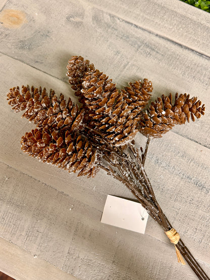 15 Inch Snow Pinecone Bundle