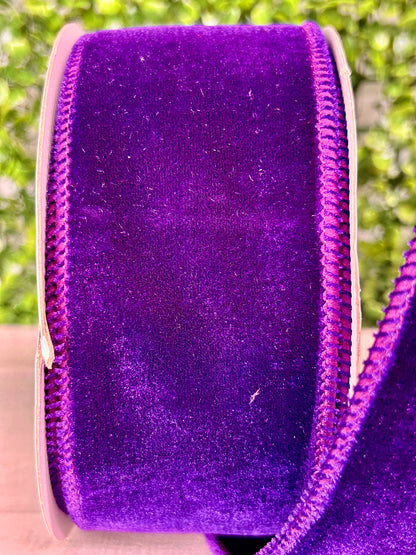 2.5 Inch By 10 Yard Purple Deluxe Velvet With Satin Backing Ribbon