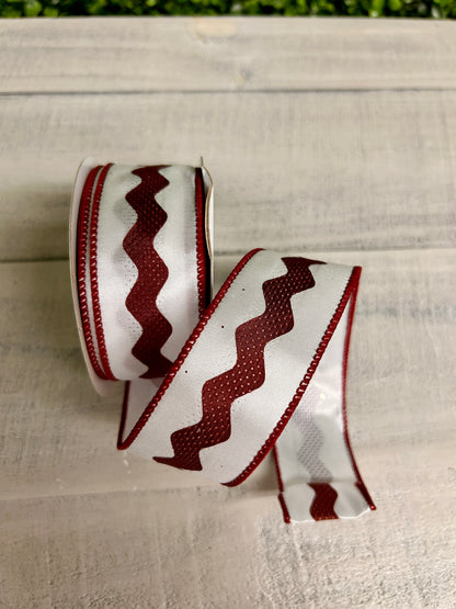 1.5 Inch By 10 Yard Maroon Ric Rac Satin Ribbon