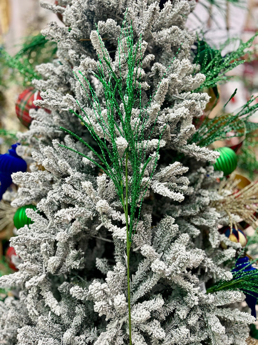 38 Inch Green Glitter Pine Twig Spray